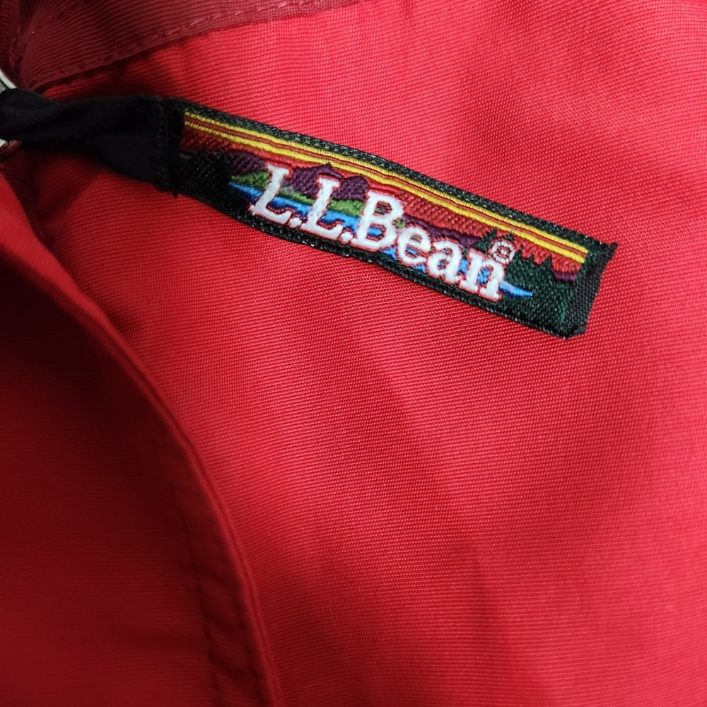 LL Bean VTG Hooded Windbreaker Jacket Womens XL Red White Zip Button Long Sleeve - Picture 4 of 8